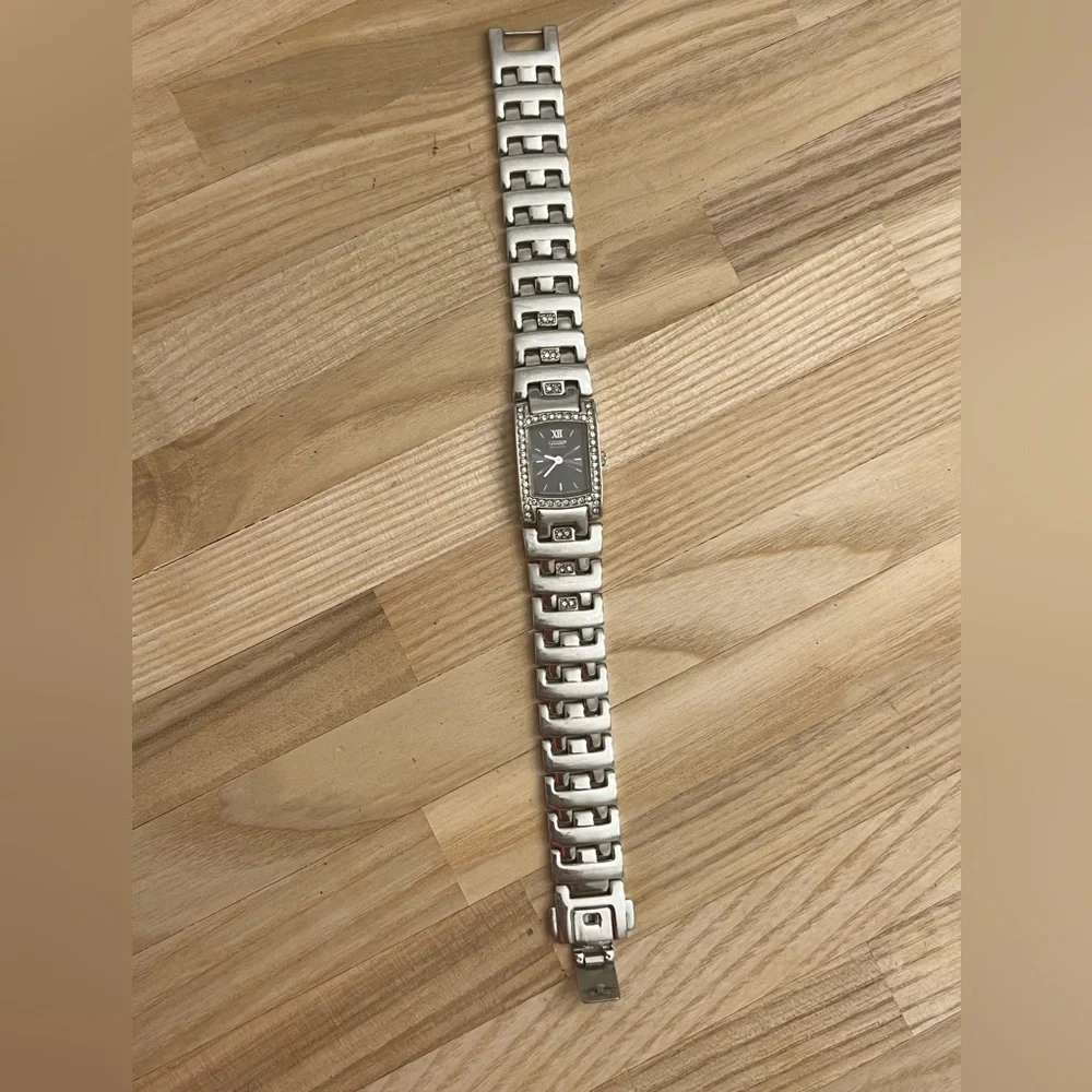 Citizen Eco-Drive Ladies Watch Crystal Black Dial Crystal and Stainless Bracelet